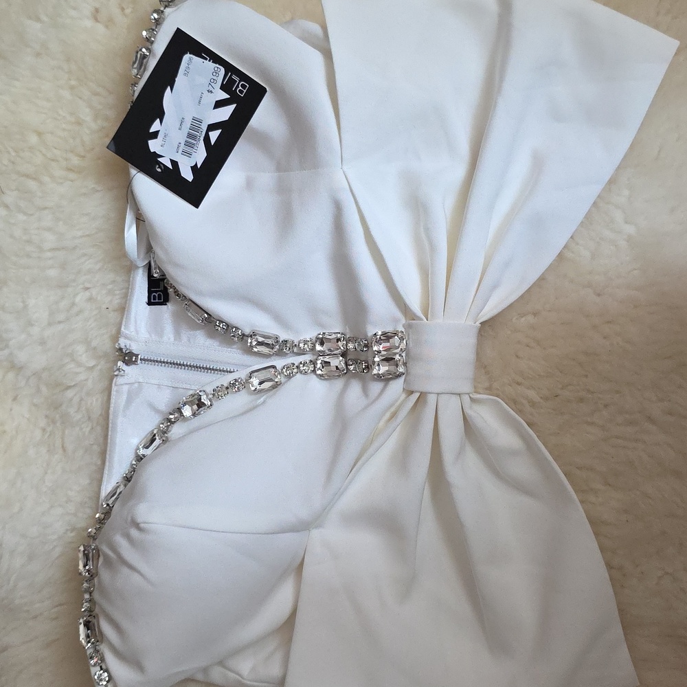 Blithe LA White Strapless Top with Rhinestone Accents